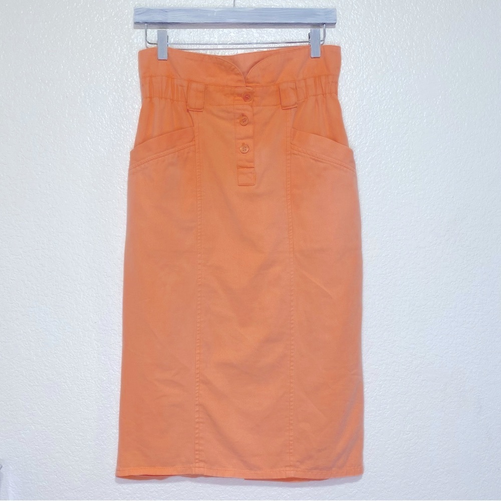 80s Paper Bag Waist Denim Pencil Skirt